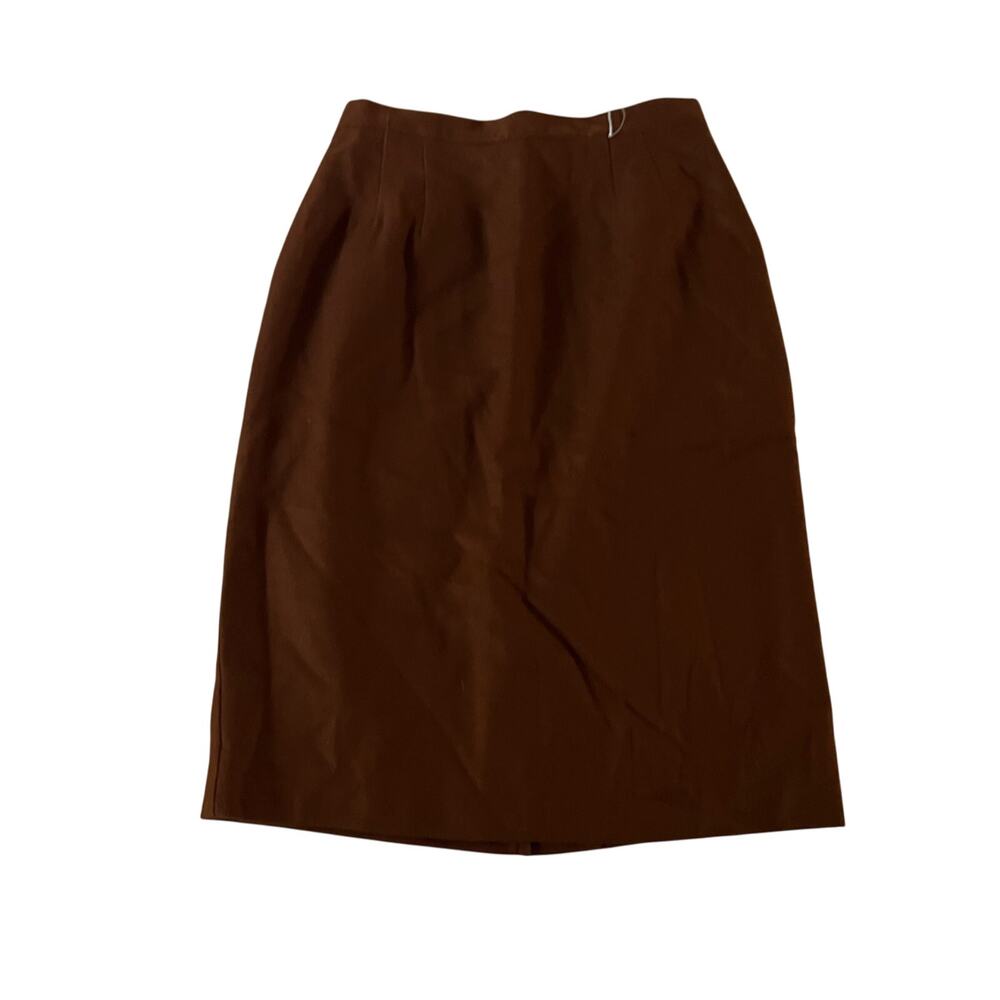 Vtg Brown 100% Wool Midi Skirt Sz 6 Cottagecore Librarian Retro